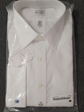 Men's White Dress Shirt by - Eagle Shirtmakers Formal Neck 18 Tall Long Sleeve
